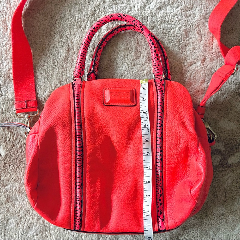 Marc By Marc Jacobs Q Snake Satchel Crossbody Bag Leather Multi Neon Orange Pink - Picture 10 of 16
